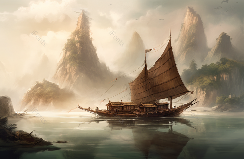 巍峨挺立的山峰水墨山水画中国风背景,插画/手绘图,插画/手绘图库,插画/手绘图下载,插画/手绘